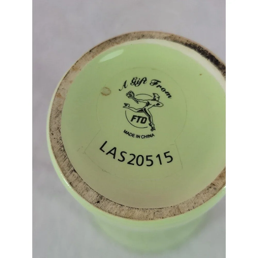 FTD Mint Vintage Lime Green Numbered Collectible Elegant Home Decor Vase